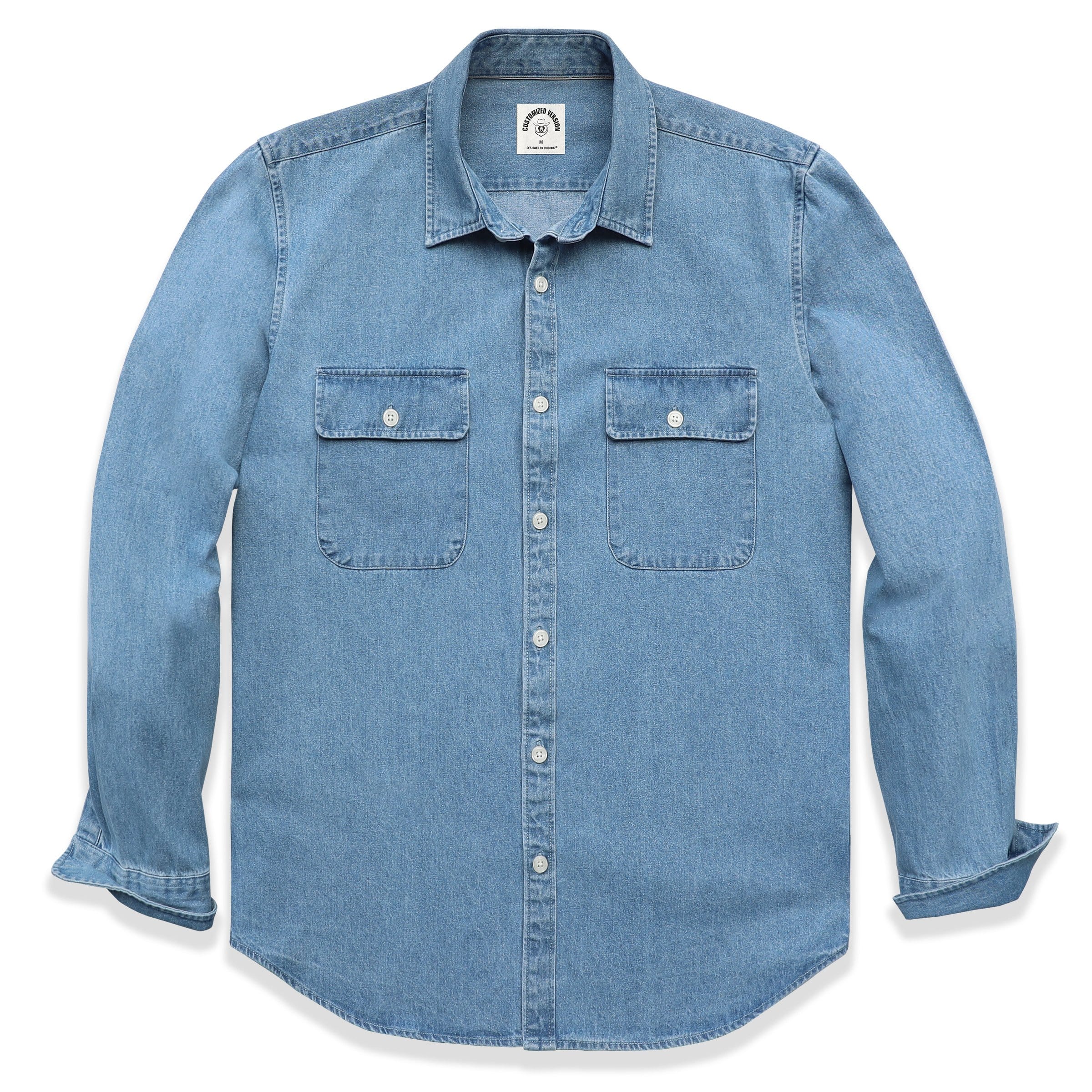 Herren Langarm-Jeanshemd aus Baumwolle #4501