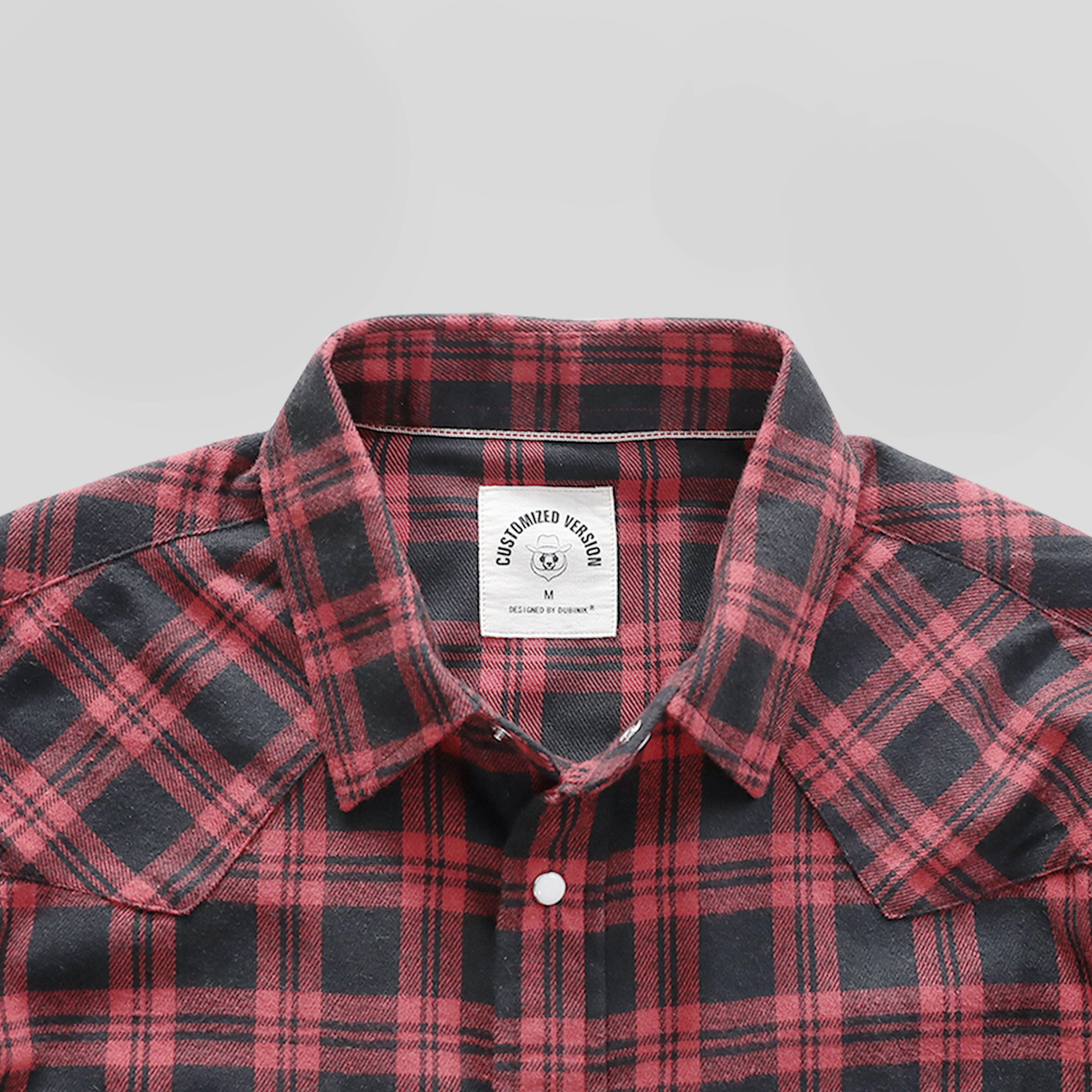 Mens Flannel Long Sleeve Pearl Snap Buttons Western Cowboy Vintage Casual Shirts #2805