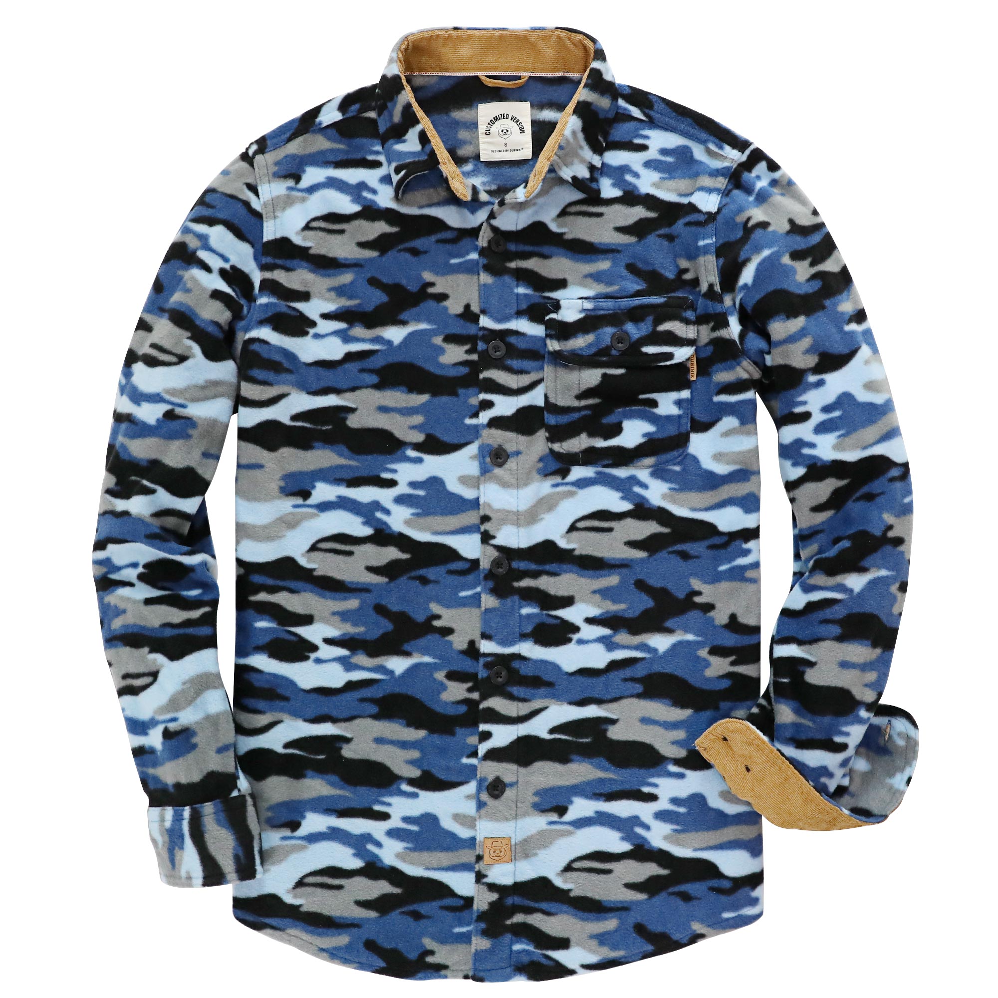 Mens Long Sleeve Fleece Shirt Casual Button Down Light-in-weight Shirt #1822