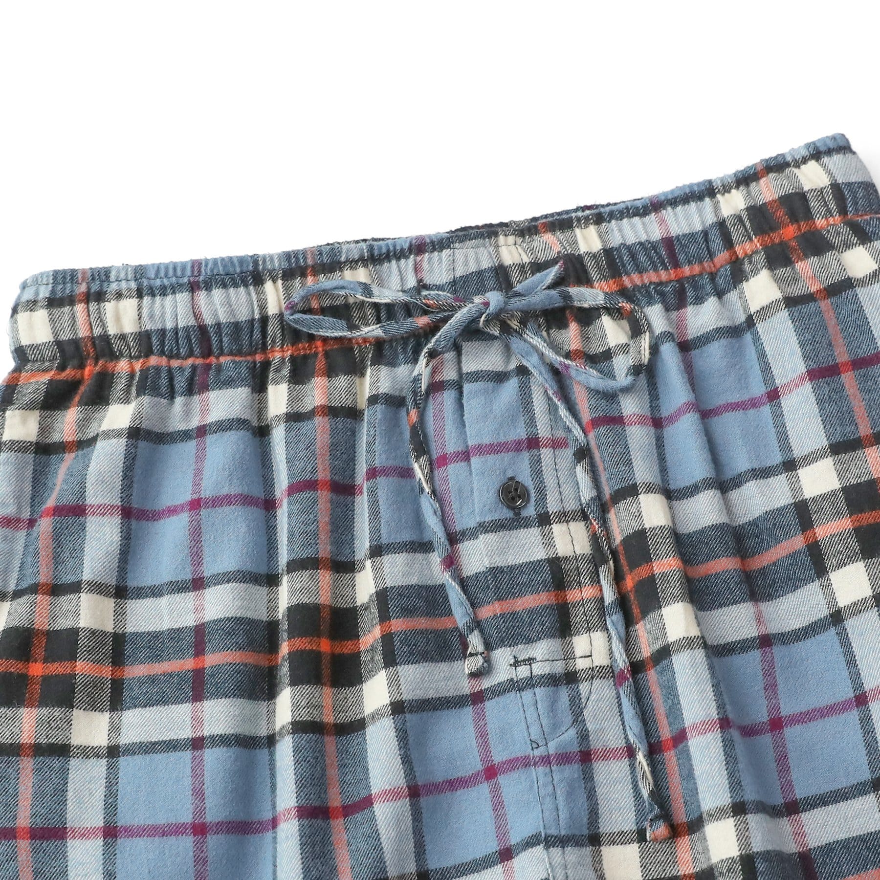 Pyjamahose aus Baumwollflanell mit Karomuster, Schlaf- und Loungehose, Pyjamahose mit Taschen und Hosenschlitz mit Knopfleiste #3005