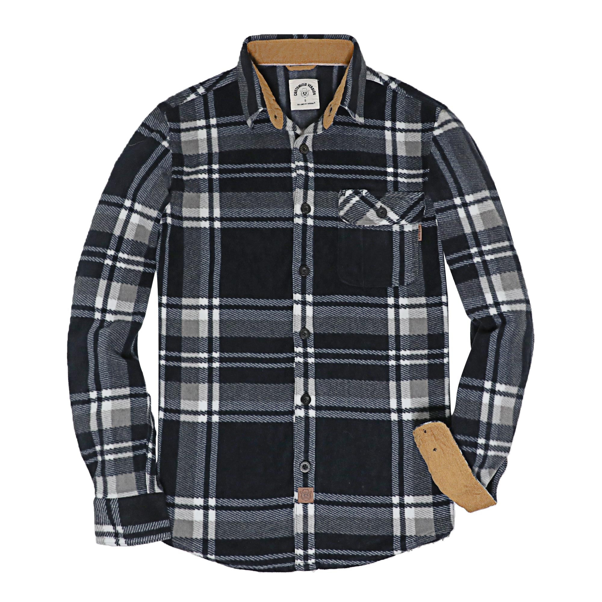 Mens Long Sleeve Fleece Shirt Casual Button Down Light-in-weight Shirt #1816