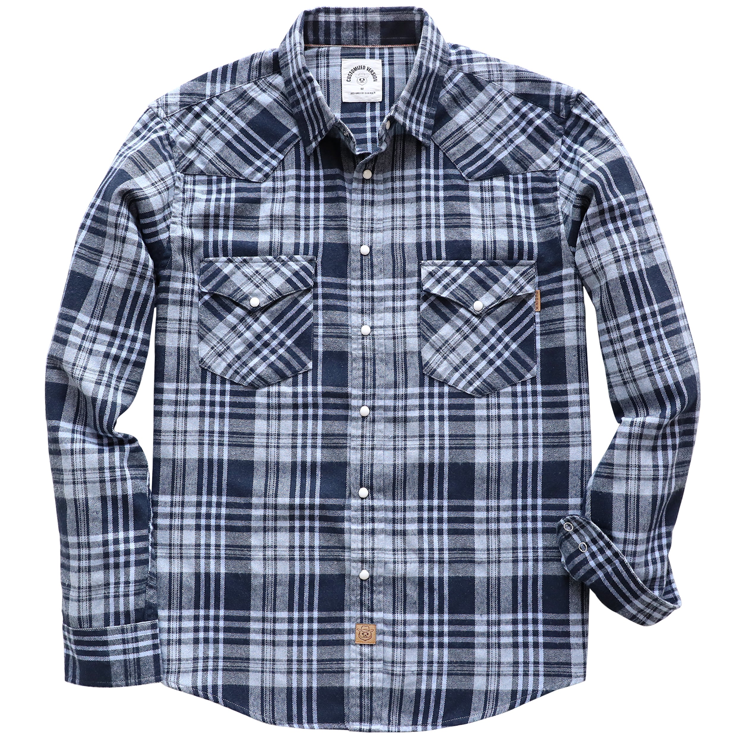 Mens Flannel Long Sleeve Pearl Snap Buttons Western Cowboy Vintage Casual Shirts #2817