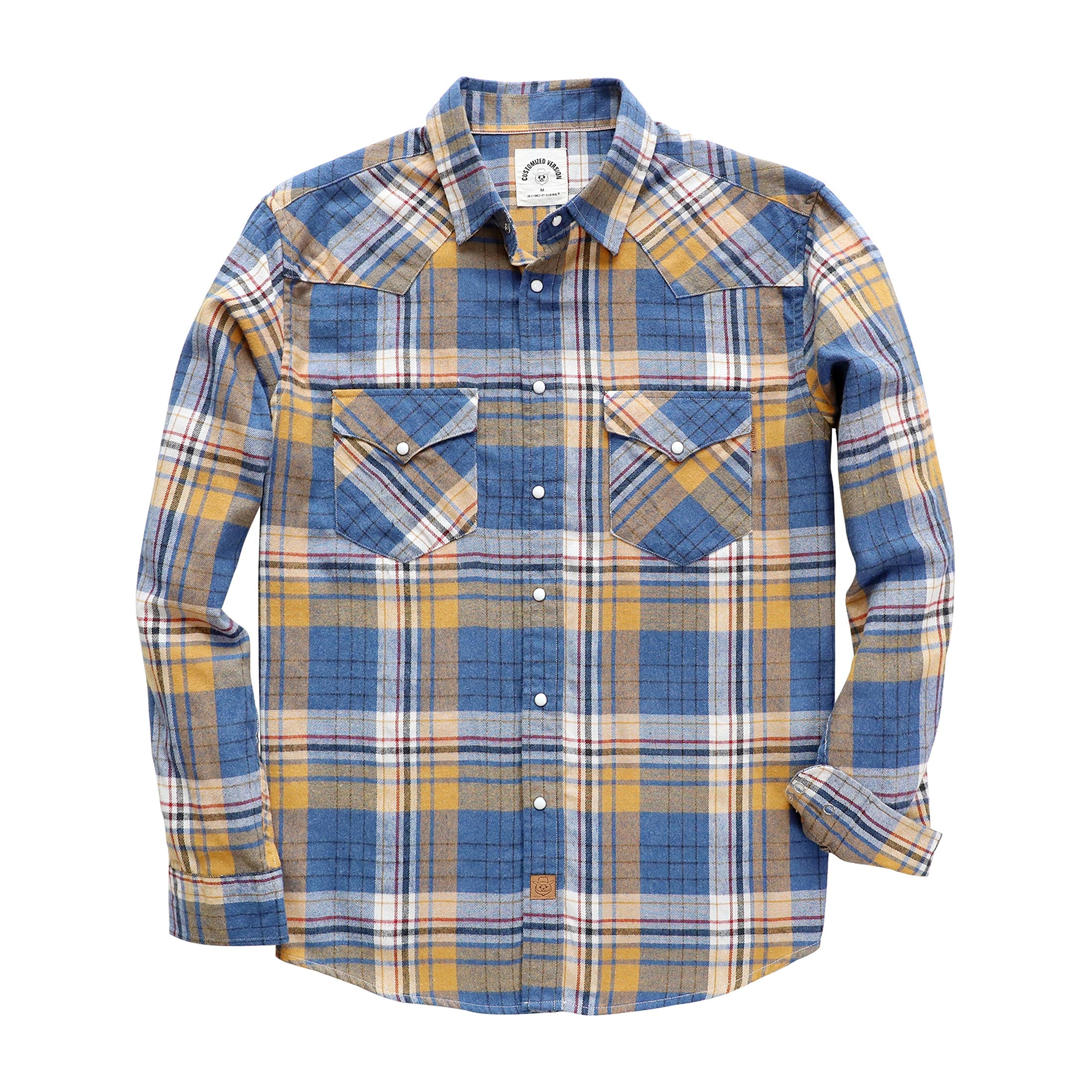 Mens Flannel Long Sleeve Pearl Snap Buttons Western Cowboy Vintage Casual Shirts #2822