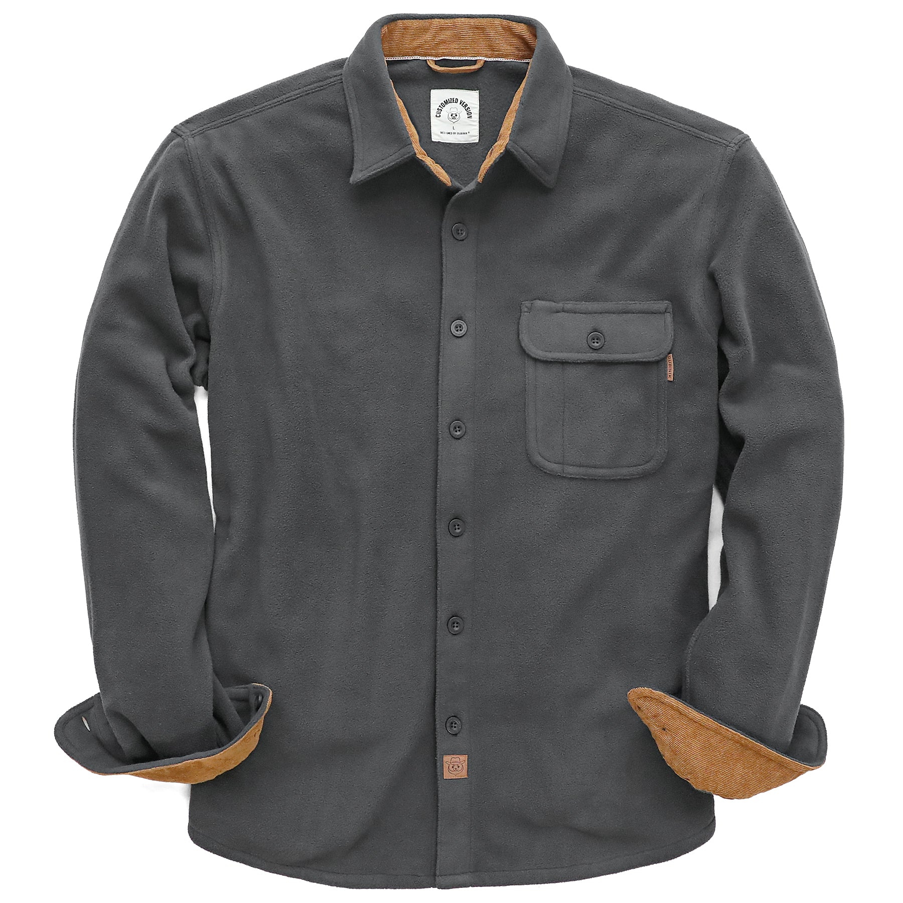 Mens Long Sleeve Fleece Shirt Casual Button Down Light-in-weight Shirt #0244