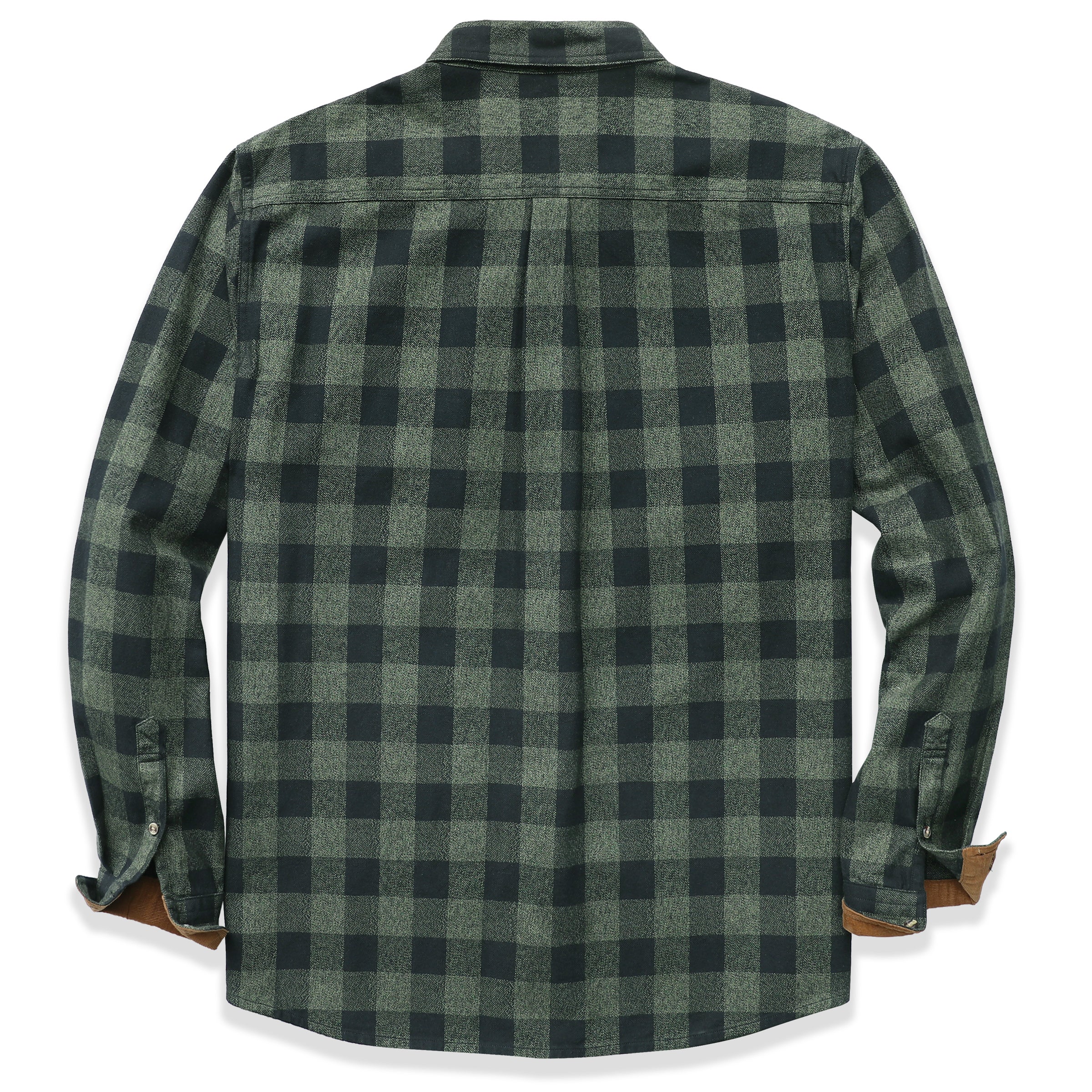 Mens Midweight Flannel Shirts Long Sleeve Casual Button Down Brushed 100% Cotton Shirt#10108