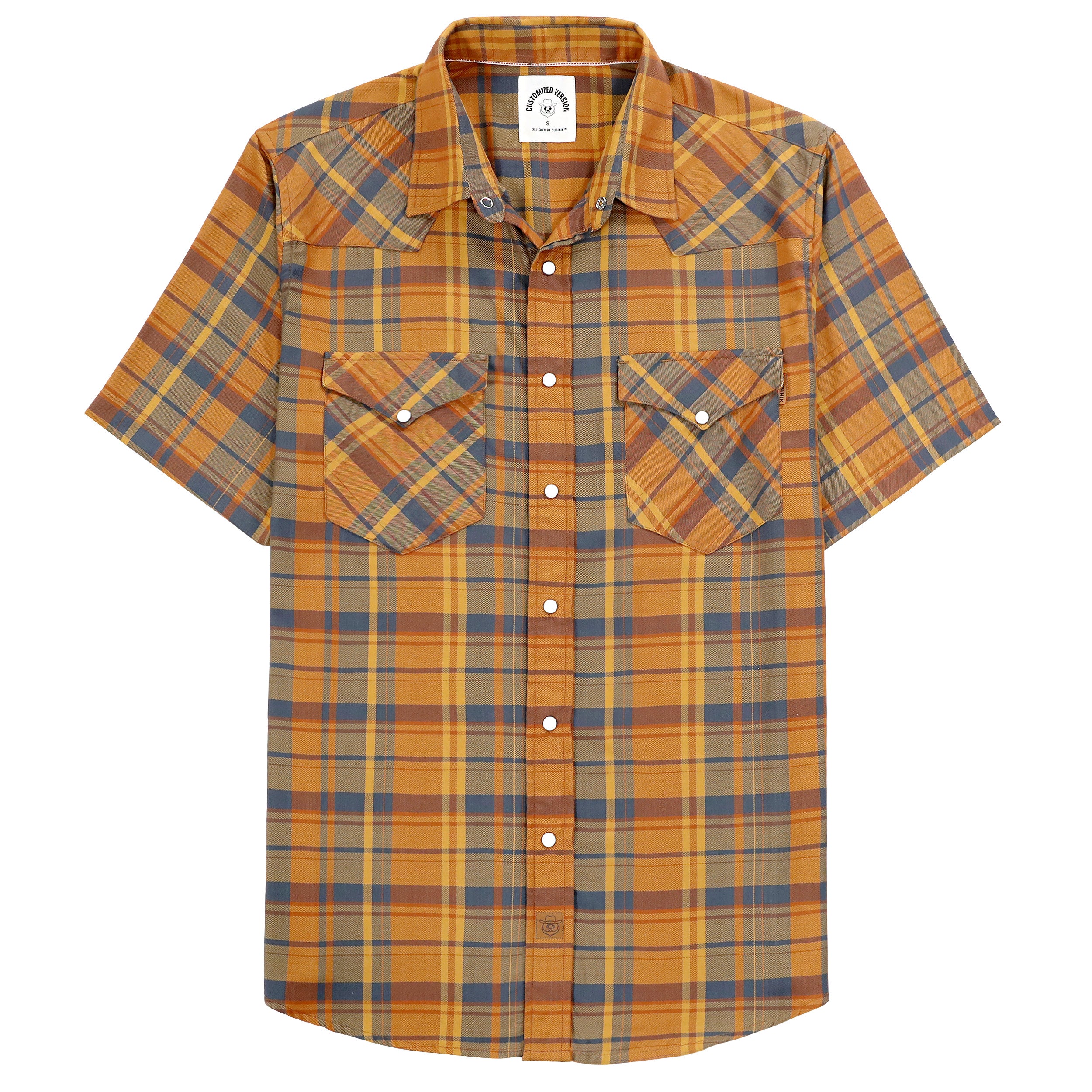 Chemises à carreaux à manches courtes en fibre de bambou Dubinik® pour hommes, style cowboy occidental, style vintage décontracté, avec boutons-pression nacrés, #2909