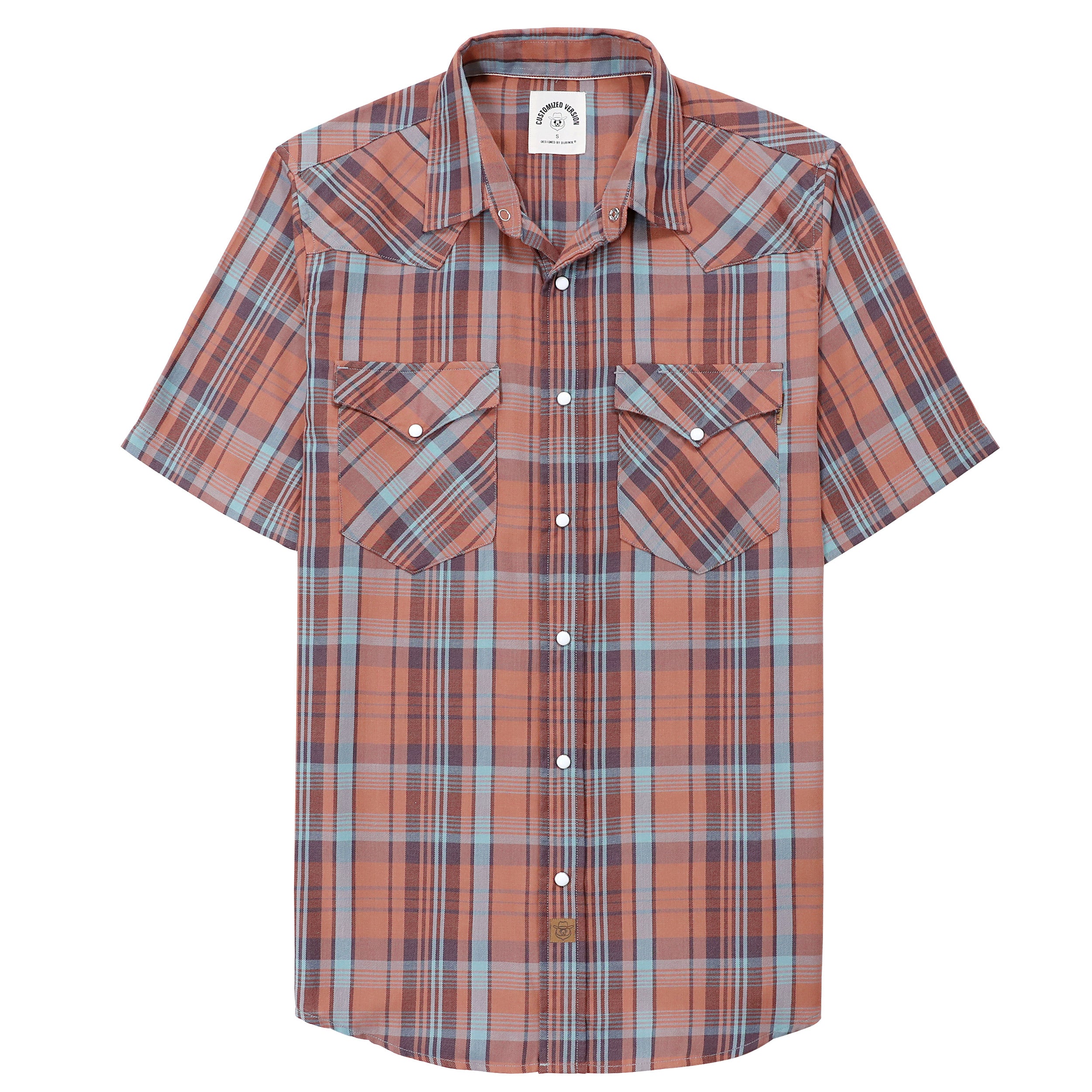 Chemises à carreaux à manches courtes pour hommes en fibre de bambou Dubinik®, style cowboy occidental, style vintage décontracté, avec boutons-pression nacrés, #2916